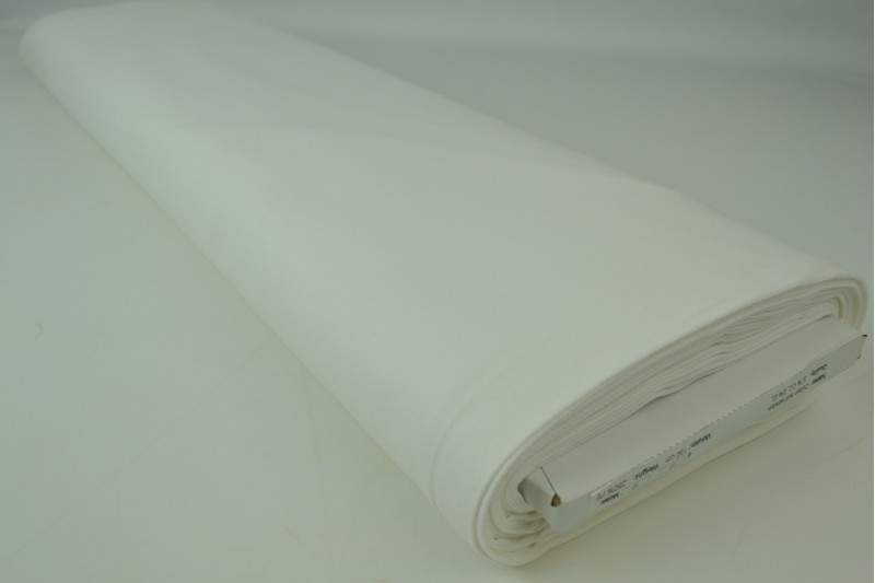 Sergé de coton Stretch blanc cassé, rouleau