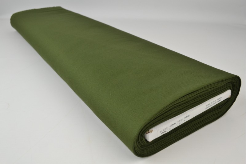 Sergé de coton Stretch vert mousse, rouleau