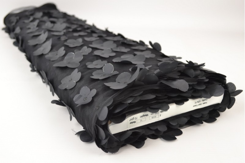 Mesh Flower noir, rouleau