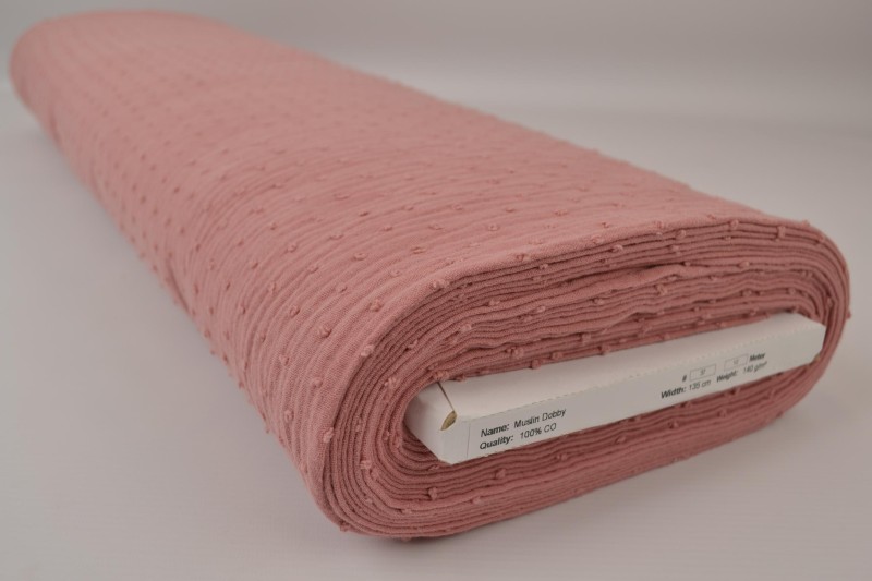 Mousseline Dobby vieux rose foncé, rouleau