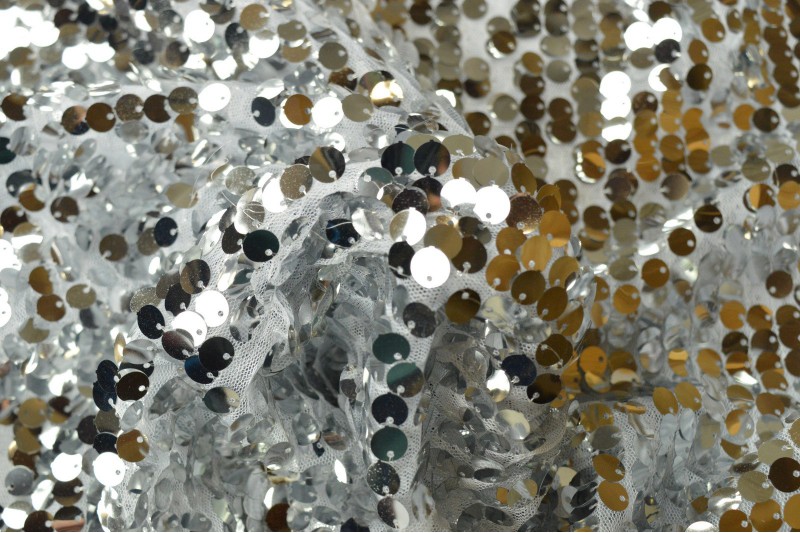 10 mètres tissu à paillettes XL blanc