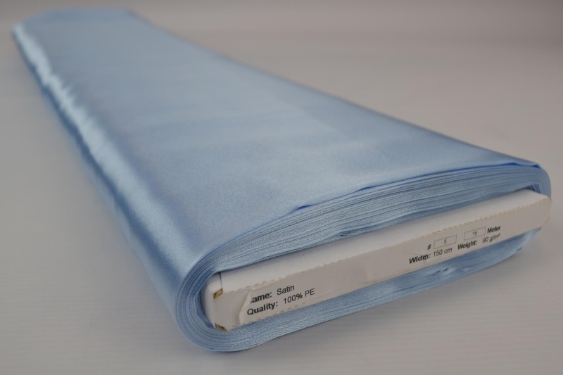 Satin de Polyester satin bleu bébé, rouleau