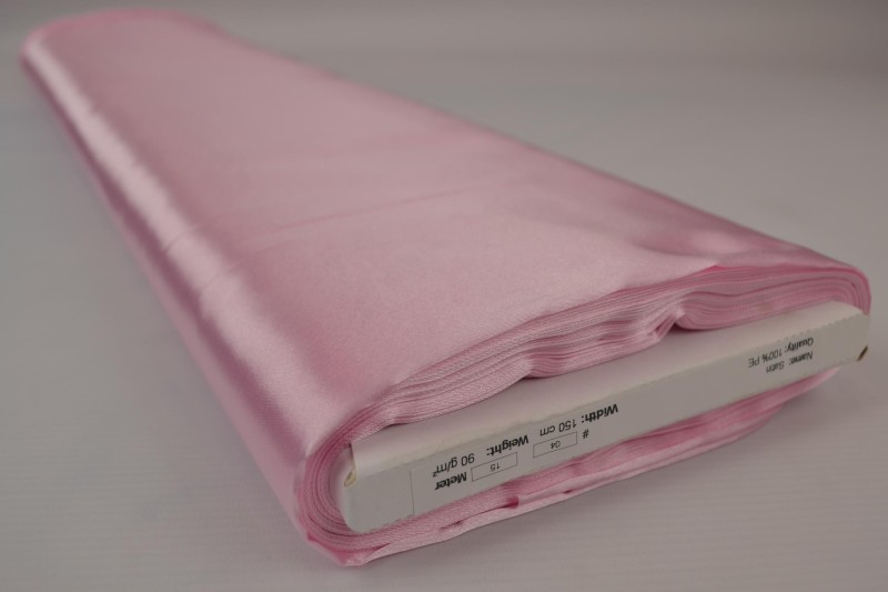 Satin de Polyester satin rose bébé, rouleau