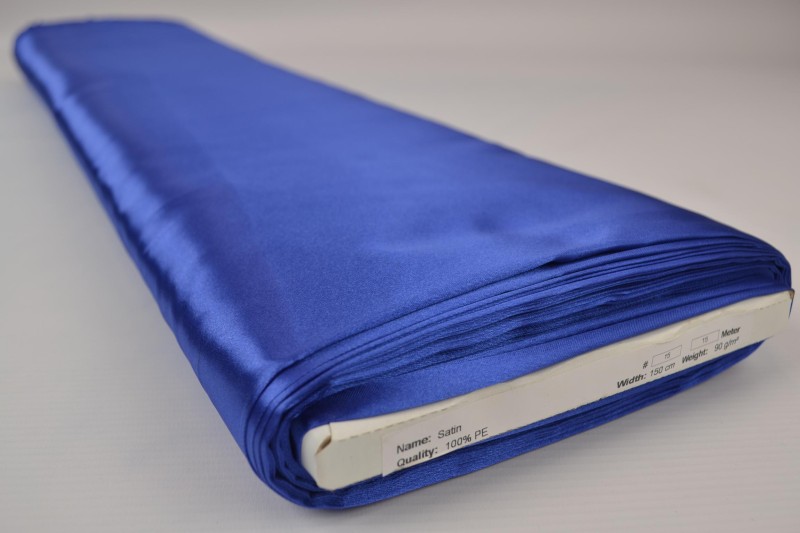 Satin de Polyester satin bleu, rouleau