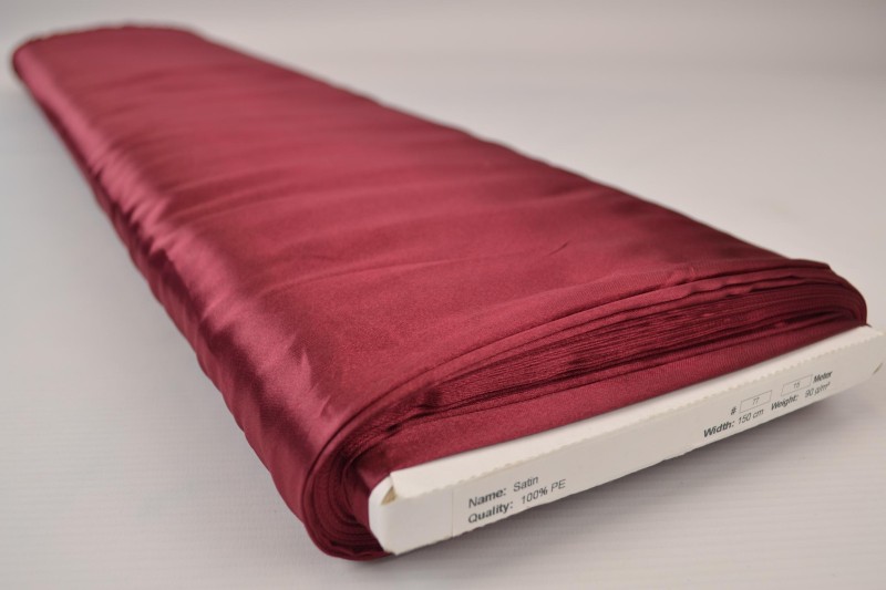 Satin de Polyester satin rouge bordeaux, rouleau
