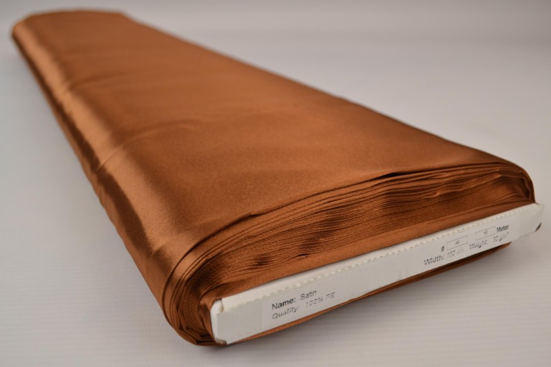 Satin de Polyester satin jaune ocre foncé, rouleau