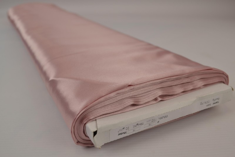 Satin de Polyester satin rose poudré, rouleau