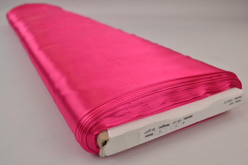 Satin de Polyester satin fuchsia, rouleau