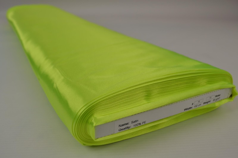 Satin de Polyester satin vert citron, rouleau