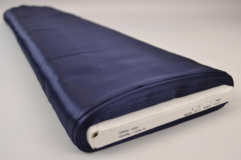 Satin de Polyester satin bleu marine, rouleau