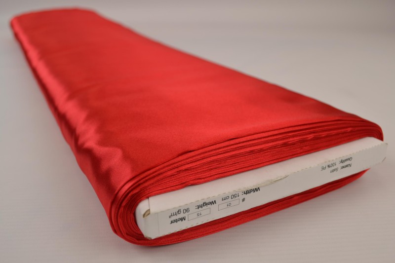 Satin de Polyester satin rouge, rouleau
