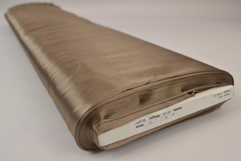 Satin de Polyester satin taupe, rouleau