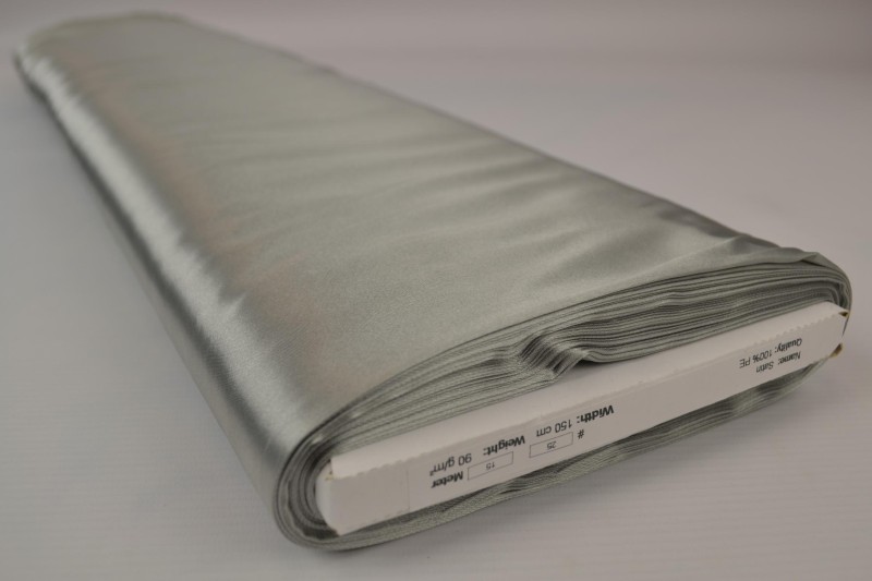 Satin de Polyester satin gris argenté, rouleau