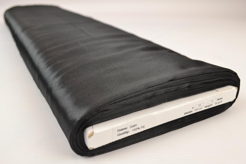 Satin de Polyester satin noir, rouleau