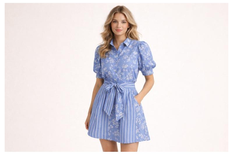 Denim Chambray Lavé Imprimé — rouleau de tissu denim