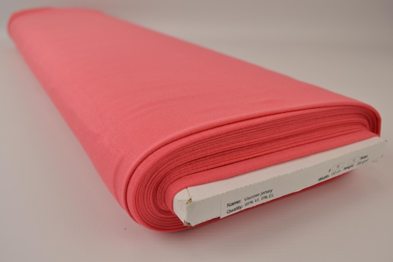 Jersey Viscose rose corail, rouleau