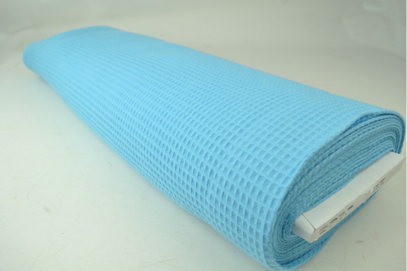 Gaufrette tissu bleu aqua, rouleau
