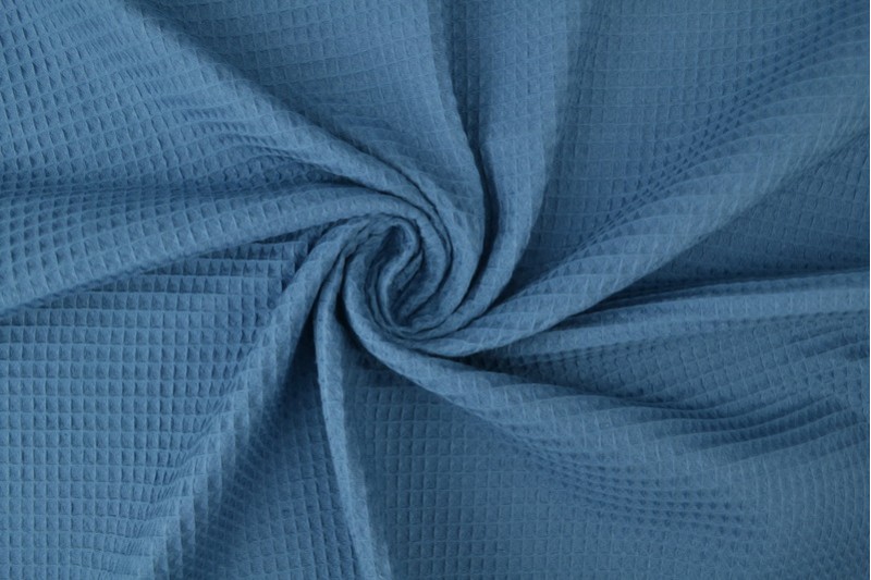 Gaufrette tissu bleu acier